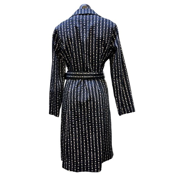 Lapis Print Navy Trench Coat With Belt & Button Detailing M - Picture 2 of 8